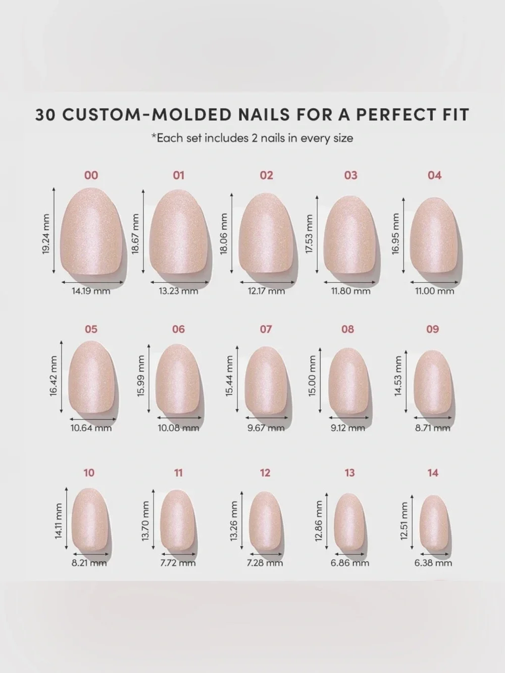Glamnetic Short Round Nude Pearl Shimmer Glue On Nails
